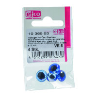 Tieraugen, mit Öse, Glas, blau, ø 12 mm 4 Stk.