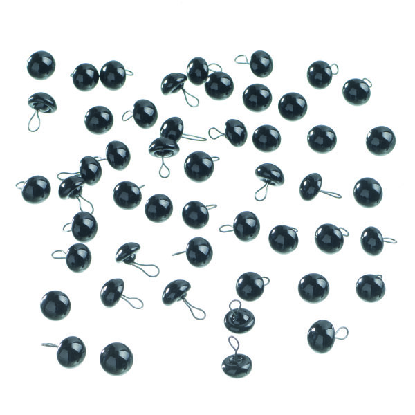 Tieraugen, mit Öse, Glas, schwarz, ø 8 mm 50 Stk.