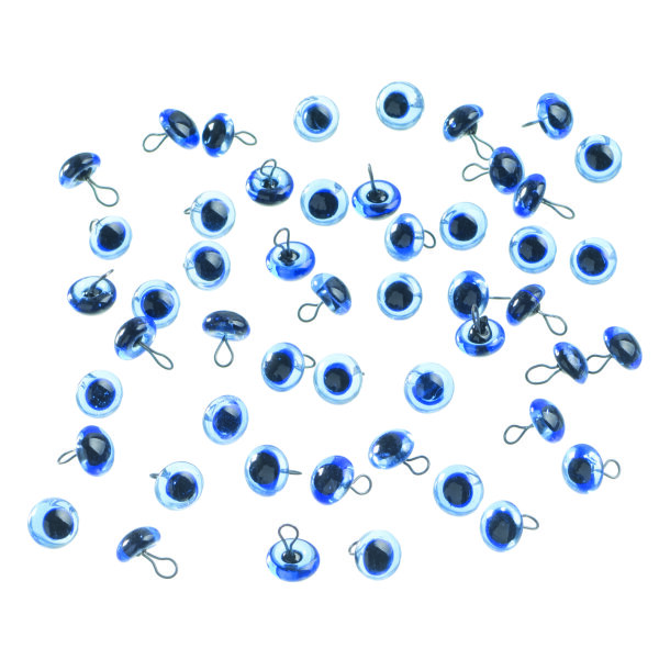 Tieraugen, mit Öse, Glas, blau, ø 8 mm 50 Stk.