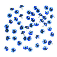 Tieraugen, mit Öse, Glas, blau, ø 12 mm 50 Stk.