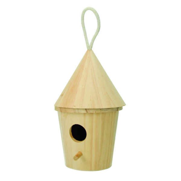 Vogelhaus, rund, roh H 20,5 x ø 13 cm