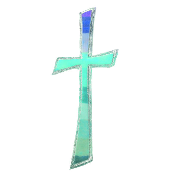 Wachsdekor, Kreuz, blau/silber, 1 Stk.