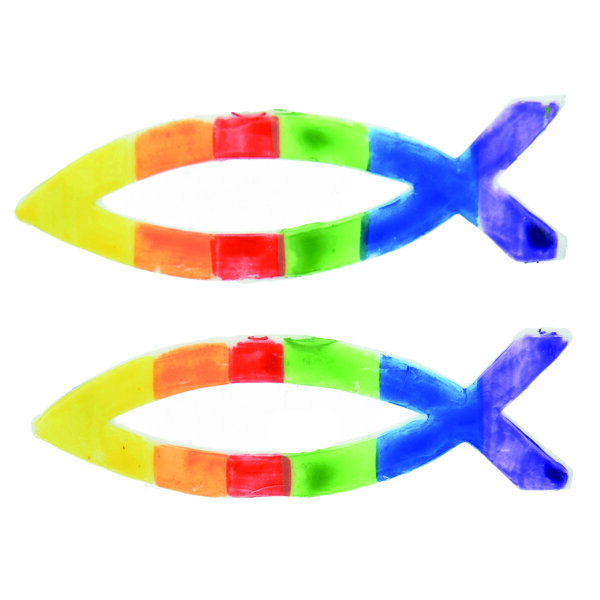 Wachsdekor, Fische bemalt Regenbogen, regenbogen, 2 Stk.