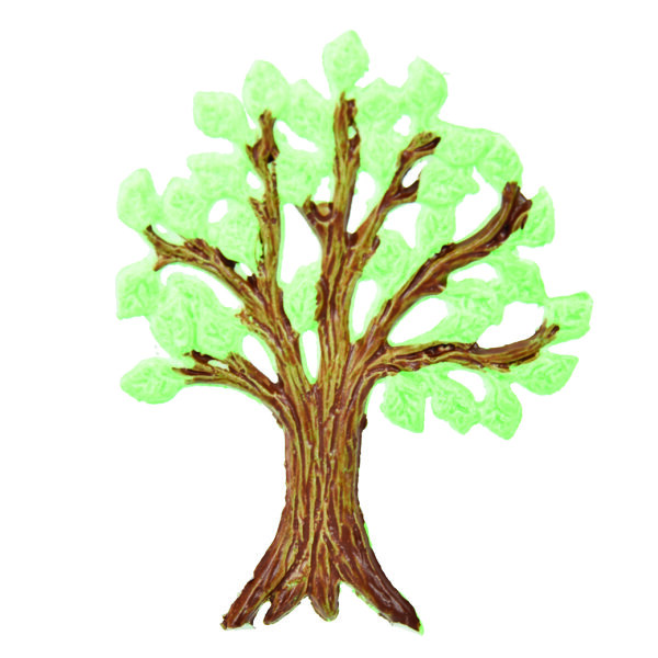 Wachsdekor, Baum bemalt, braun grün, 1 Stk. 60 x 50 mm