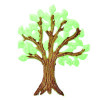 Wachsdekor, Baum bemalt, braun grün, 1 Stk. 60 x 50 mm