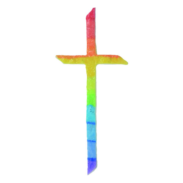 Wachsdekor, Kreuz, regenbogen, 1 Stk.