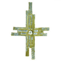 Wachsdekor, Kreuz gelb/DUO GS, gelb gold metallic, 1 Stk.