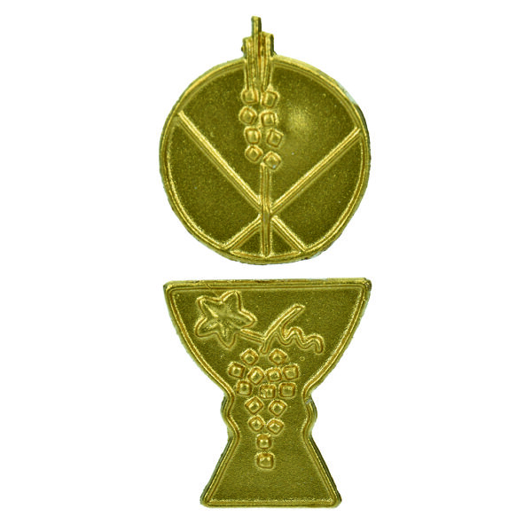 Wachsdekor, Kelch mit Traube + Hostie, gold, 2- teilig