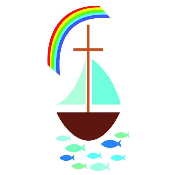 Wachsdekor, Segelboot mit Regenbogen, bunt, 1 Stk.