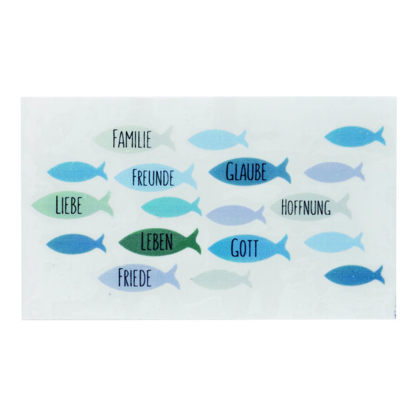 Wachsdekor, Fische / Familie,Freunde…, blau, 1 Stk.