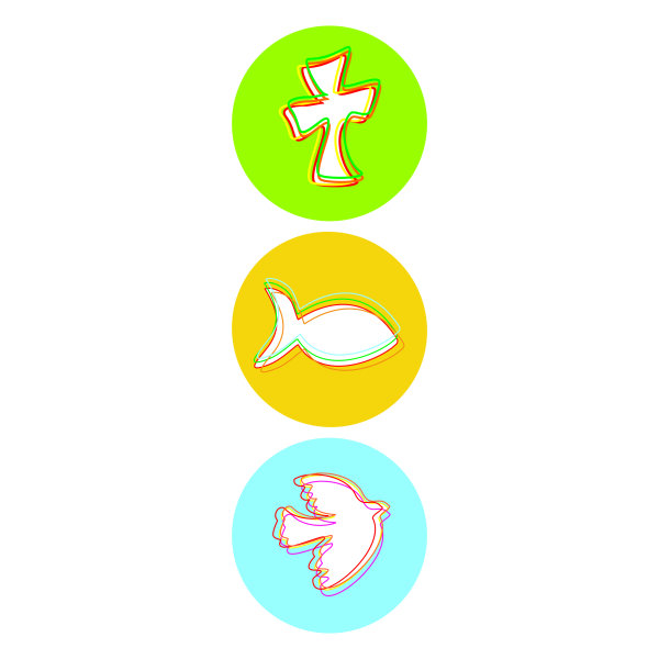 Wachsdekor, Christliche Symbole, bunt, 1 Stk.