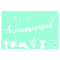 Wachsdekor, Meine Kommunion, hellblau, 1 Stk.