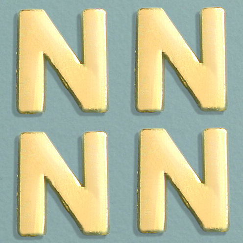 Wachsdekor Buchstabe, N, gold glänzend, 4 Stk.