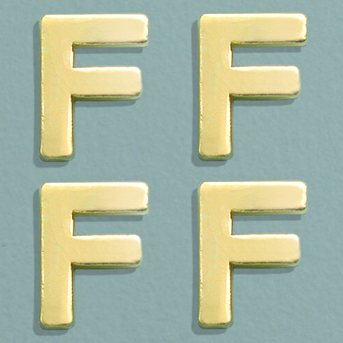 Wachsdekor Buchstabe, F, gold glänzend, 4 Stk.