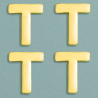 Wachsdekor Buchstabe, T, gold glänzend, 4 Stk.