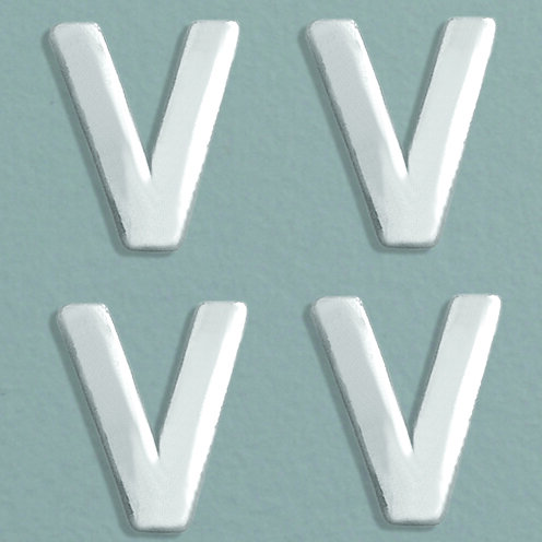 Wachsdekor Buchstabe, V, silber glänzend, 4 Stk.