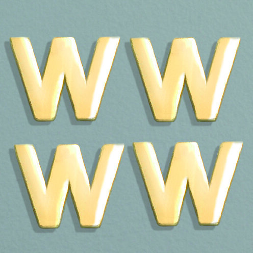 Wachsdekor Buchstabe, W, gold glänzend, 4 Stk.