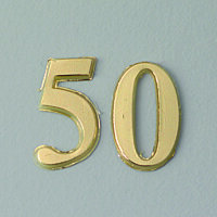 Wachsdekor Jubiläum, Zahl 50, gold glänzend, 1...