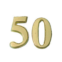 Wachsdekor Jubiläum, Zahl 50, gold glänzend, 1...