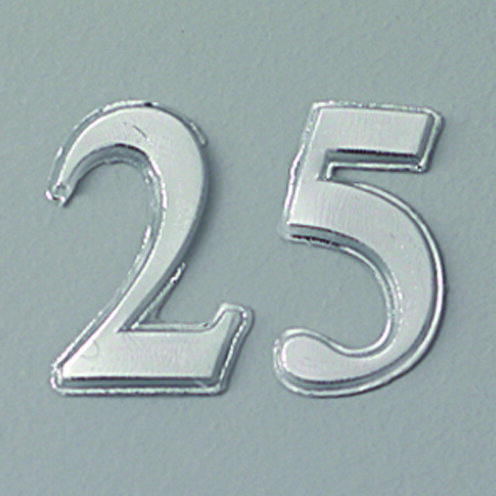 Wachsdekor Jubiläum, Zahl 25, silber glänzend, 1 Stk.