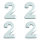 Wachsdekor Zahl, 2, silber glänzend, 10 Stk.