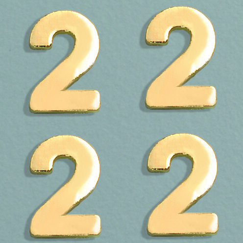Wachsdekor Zahl, 2, gold glänzend, 4 Stk.