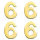 Wachsdekor Zahl, 6, gold glänzend, 10 Stk.