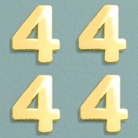 Wachsdekor Zahl, 4, gold glänzend, 4 Stk.