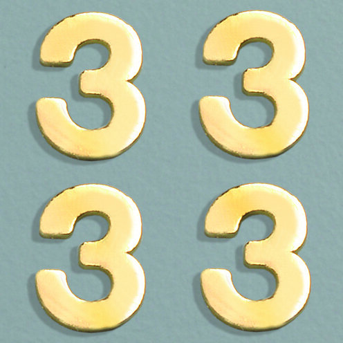 Wachsdekor Zahl, 3, gold glänzend, 4 Stk.