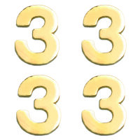 Wachsdekor Zahl, 3, gold glänzend, 4 Stk.