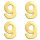 Wachsdekor Zahl, 9, gold glänzend, 10 Stk.