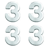 Wachsdekor Zahl, 3, silber glänzend, 4 Stk.