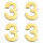 Wachsdekor Zahl, 3, gold glänzend, 10 Stk.