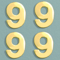 Wachsdekor Zahl, 9, gold glänzend, 4 Stk.