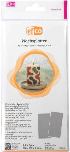 Wachsplatten  alusilber, 2 Stk.
