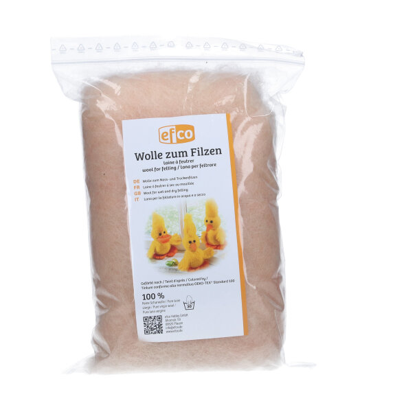 Wolle zum Filzen, reine Schurwolle, zartrosa, 50 g