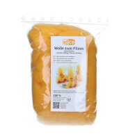 Wolle zum Filzen, reine Schurwolle, dunkelgelb, 50 g