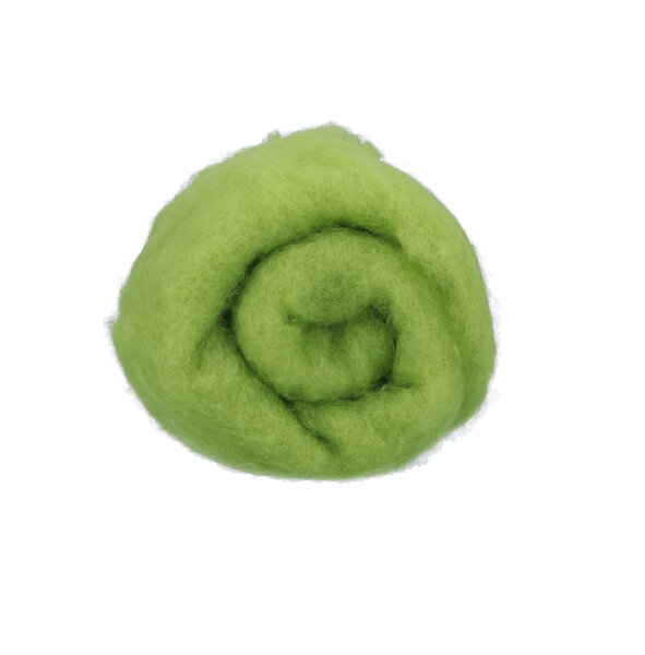 Wolle zum Filzen, reine Schurwolle, hellgrün, 50 g