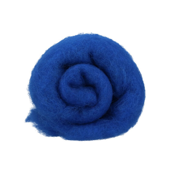 Wolle zum Filzen, reine Schurwolle, blau, 50 g