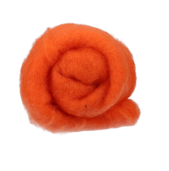 Wolle zum Filzen, reine Schurwolle, orange, 50 g