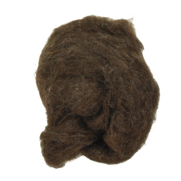 Wolle zum Filzen, reine Schurwolle, dunkelbraun, 30 g