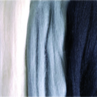 Wolle zum Filzen Kammzug, Merino 19,5 mic., schwarz-weiß Mix, 50 g
