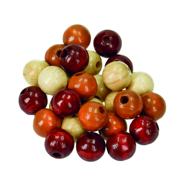Holzperlen, Ton in Ton, braunmix, 12 mm / ø 3,0 mm 25 g