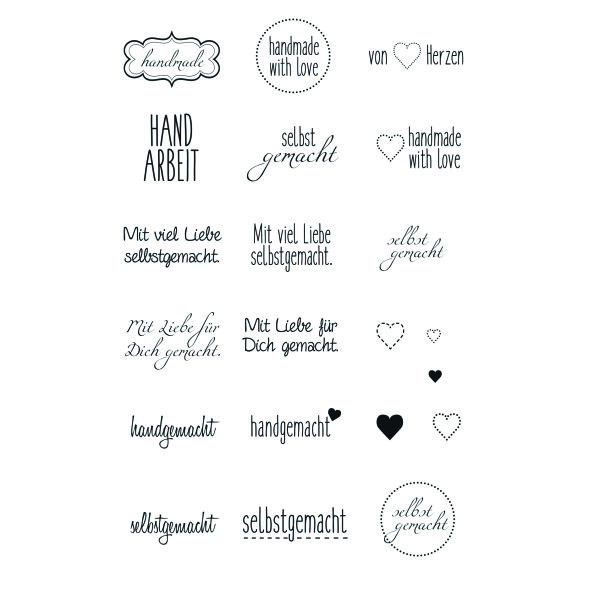 Stempel Clear, handmade, transparent, 21 - teilig, Set