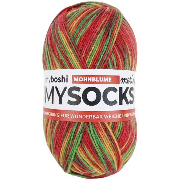 myboshi mysocks Merino Mohnblume