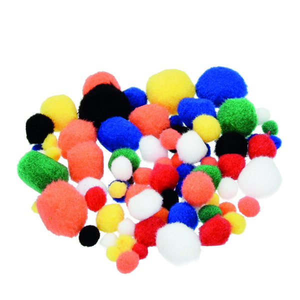 Pompons gemischt von 7 bis 25 mm