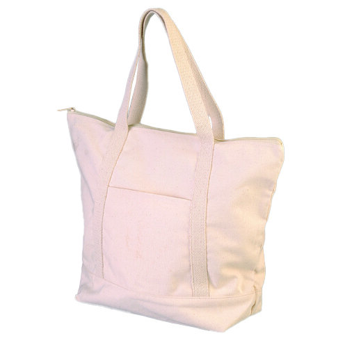 Baumwollartikel, Tasche mit Reissverschluß, natur, Baumwolle 350 g/m²