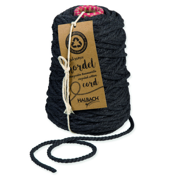 Baumwollkordel, waschbar 30°, schwarz, 500 g / ca. 80 m