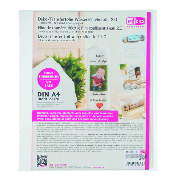 Deko-Transferfolie 2.0, Inkjet + Laser, transparent