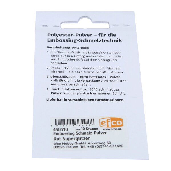 Embossing-Schmelz-Pulver  rot superglitzer, 10 g